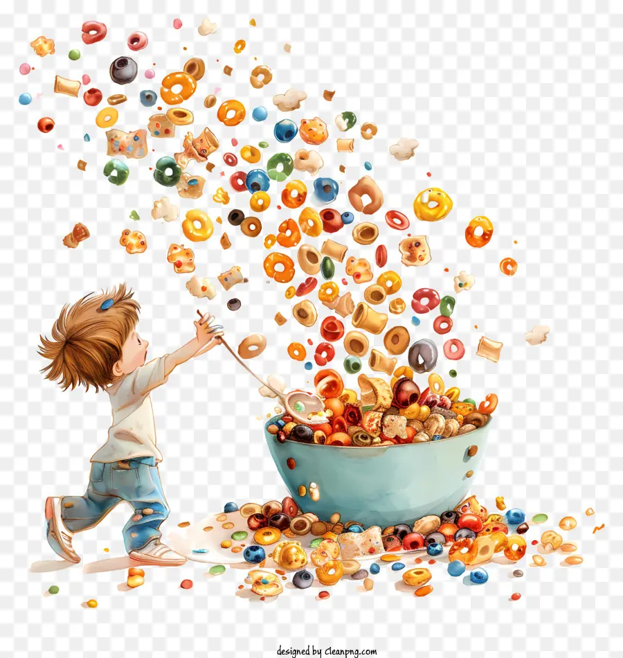 Día Del Cereal，Niño Con Cereal PNG