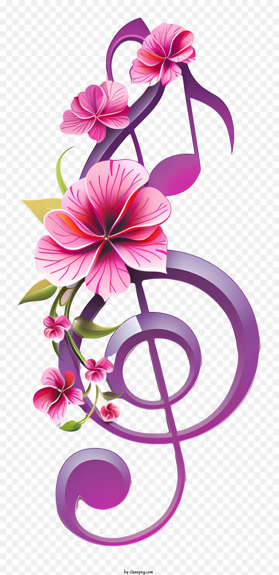 Notas De La Música，Flor Rosa PNG