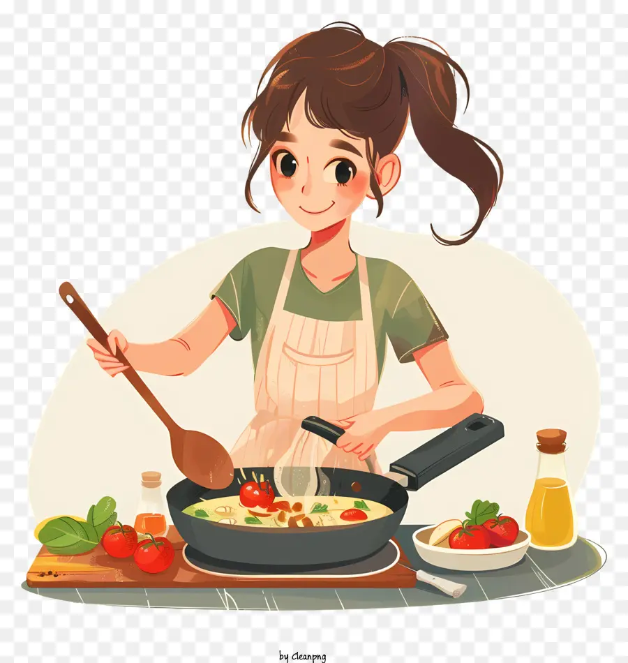 Mujer Cocinando Dibujos Animados，Niña Cocinando PNG