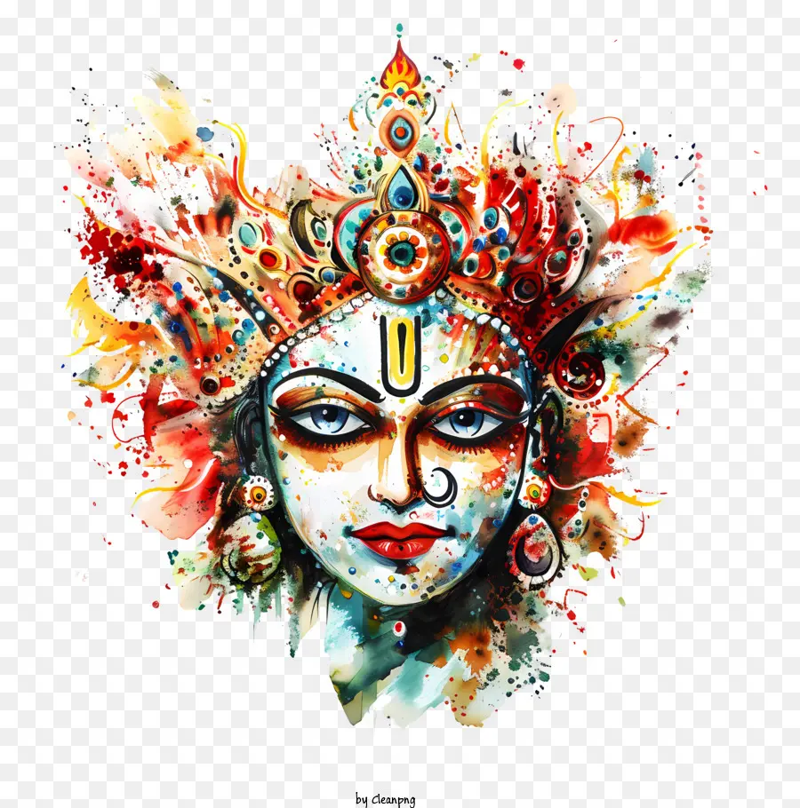 Maa Durga，Pintura A La Acuarela PNG