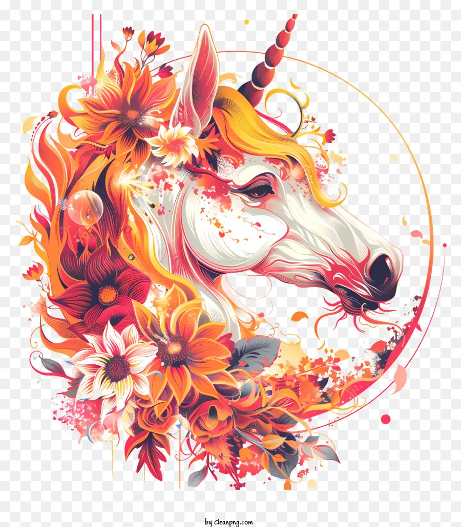 Unicornio Floral，Unicornio PNG