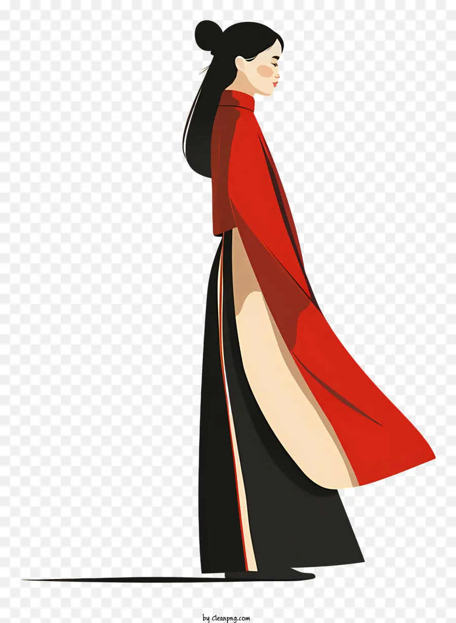 Chica De Moda，Mujer En Vestido Rojo Y Negro PNG