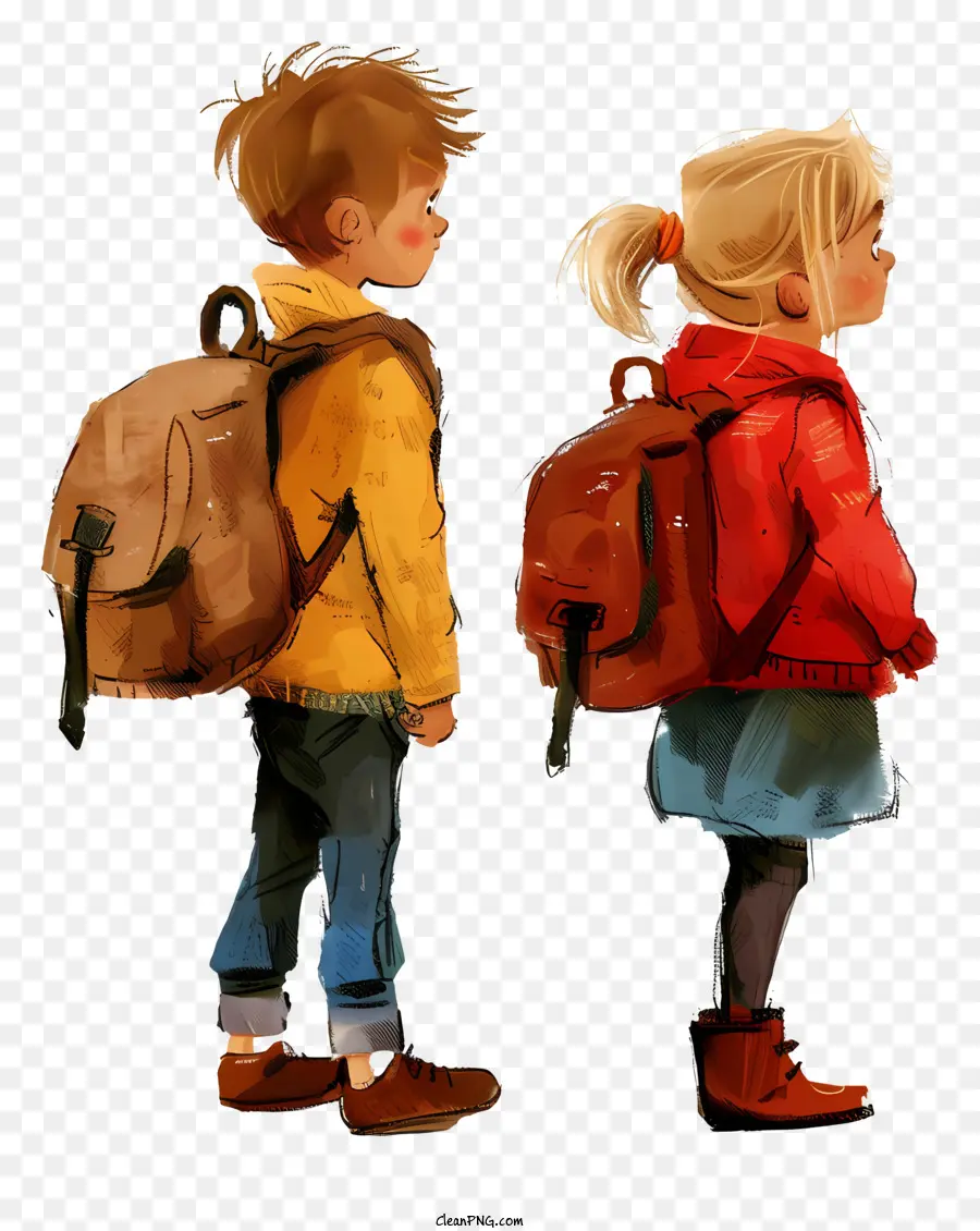 Estudiantes Con Mochila，Niños Con Mochilas PNG