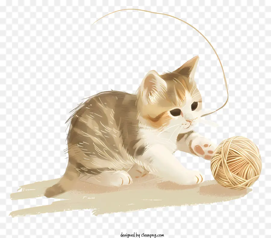 Gato Jugando Bola De Hilo，Gatito PNG