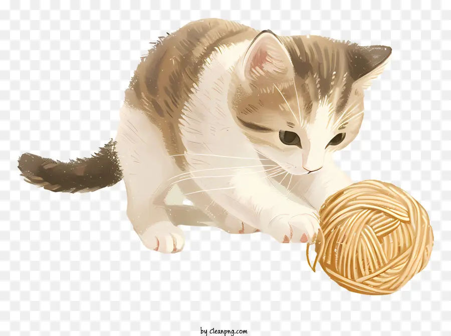 Gato Jugando Bola De Hilo，Gatito PNG