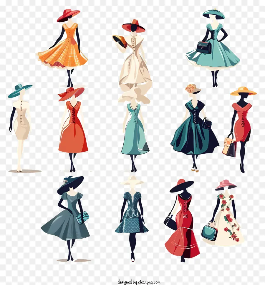 Moda Retro，Vestidos Vintage PNG