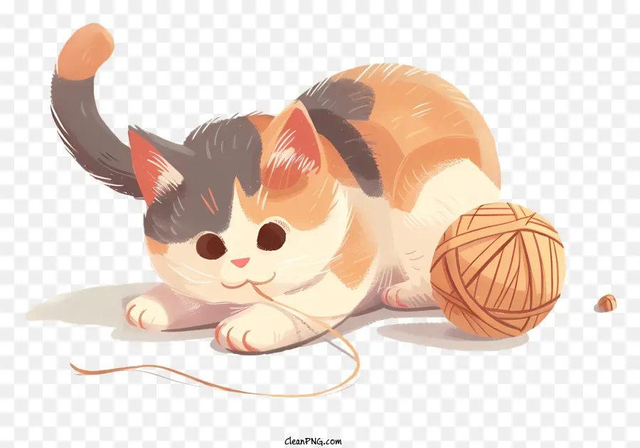 Gato Jugando Bola De Hilo，Gato PNG