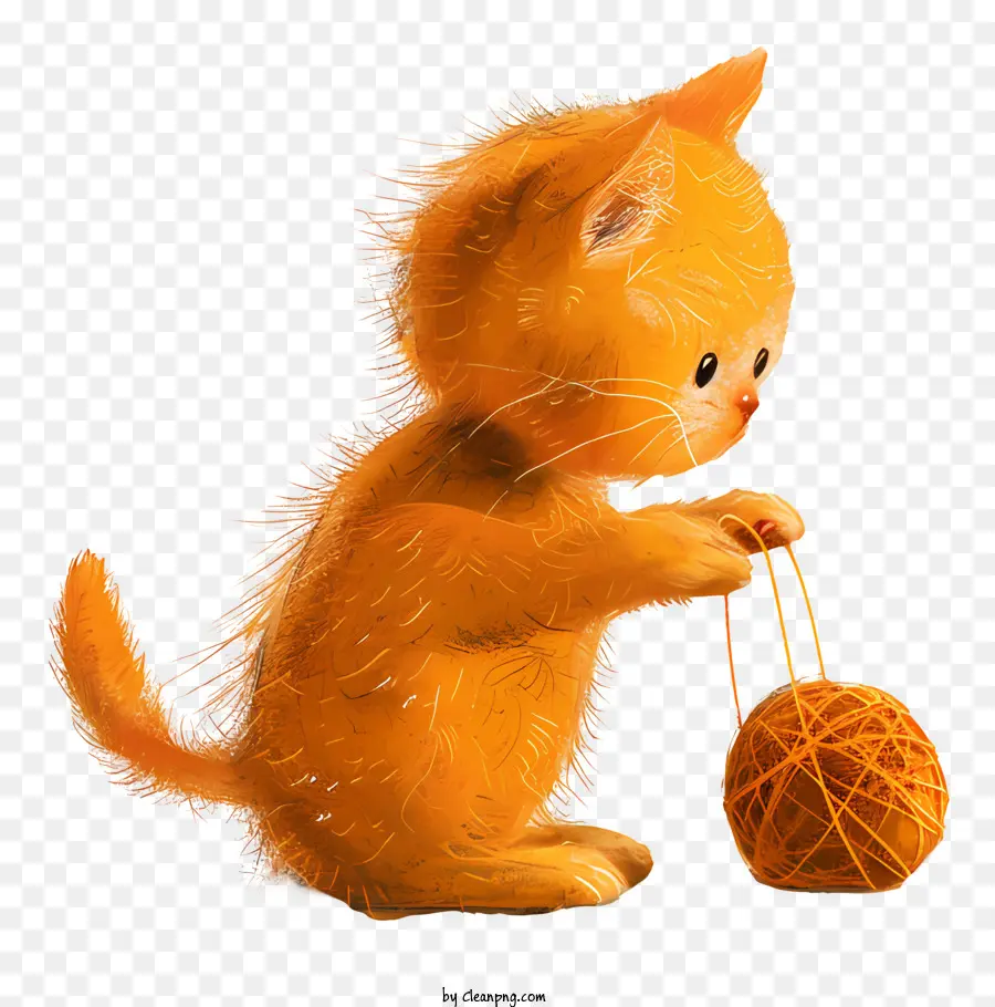 Gato Jugando Bola De Hilo，Gatito PNG