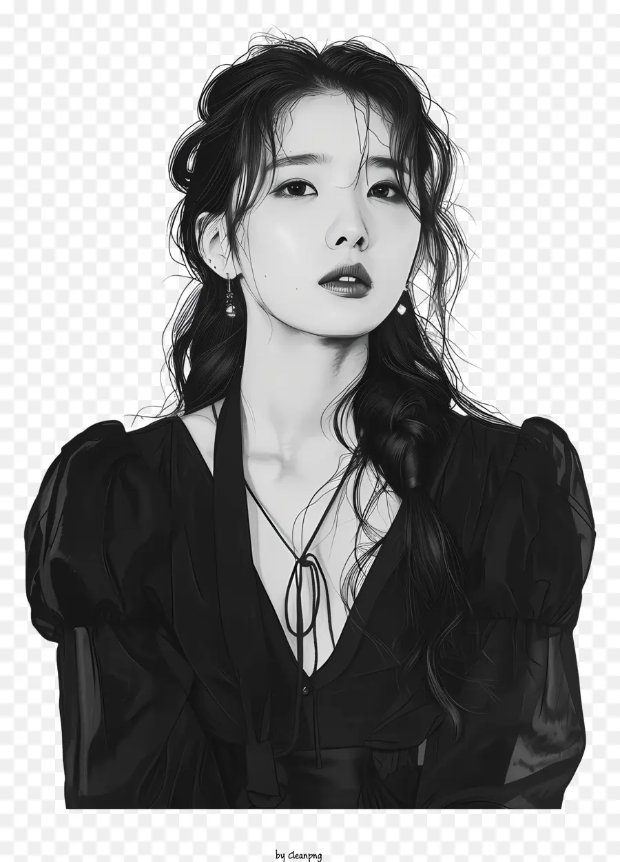 Iu，Vestido Negro PNG