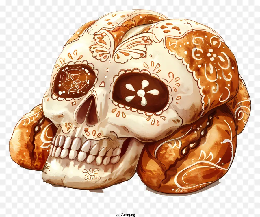 Pan De Muerto，Pan De Calavera Decorado PNG