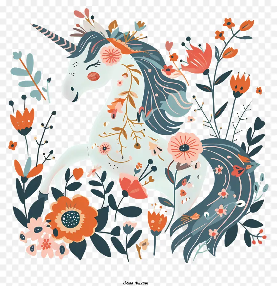 Unicornio Floral，Unicornio PNG