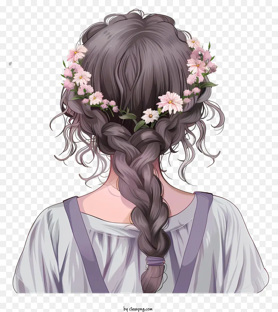 Chica De Primavera De Espaldas，Cabello Trenzado PNG