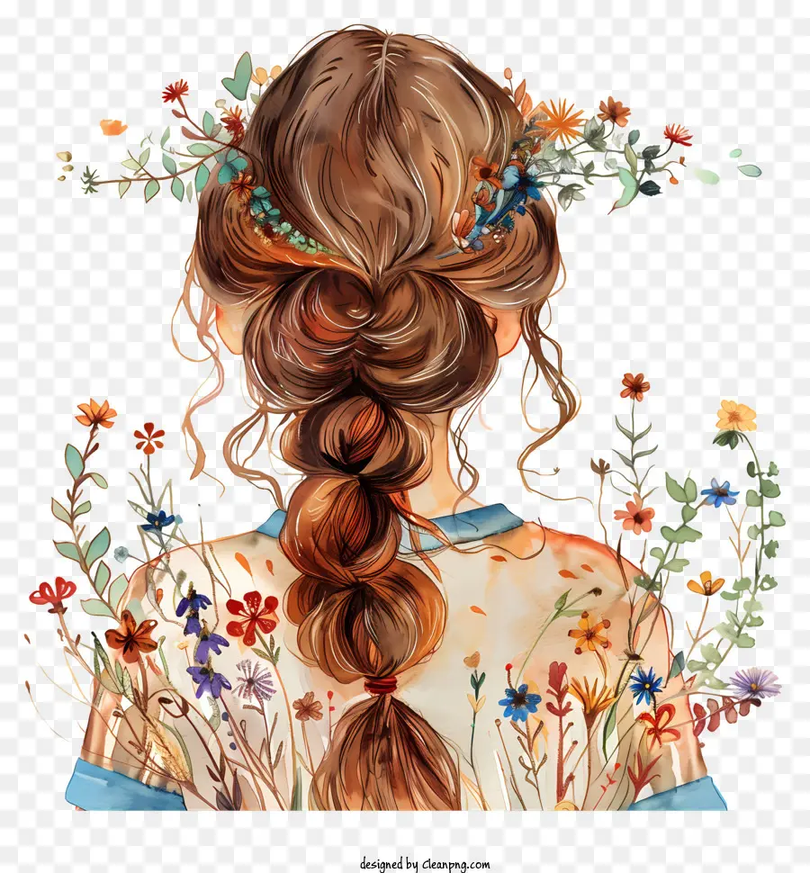 Spring Girl Backshot，Peinado De Primavera PNG