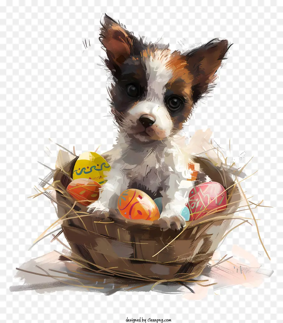 Mascota De Pascua，Cachorro En Canasta PNG