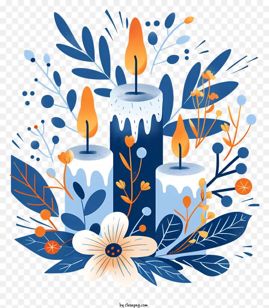 Velas De Navidad，Velas Y Flores PNG