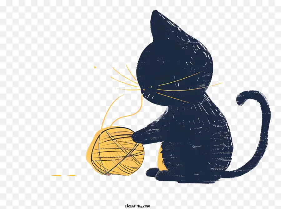 Gato Jugando Bola De Hilo，Gato Negro PNG