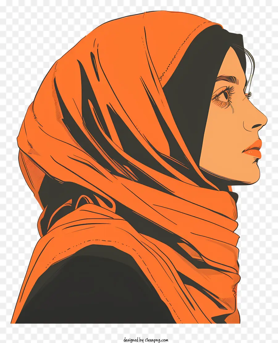 Niña Musulmana，Hijab Naranja PNG