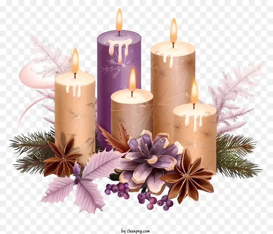 Velas De Navidad，Las Decoraciones De Las Fiestas PNG