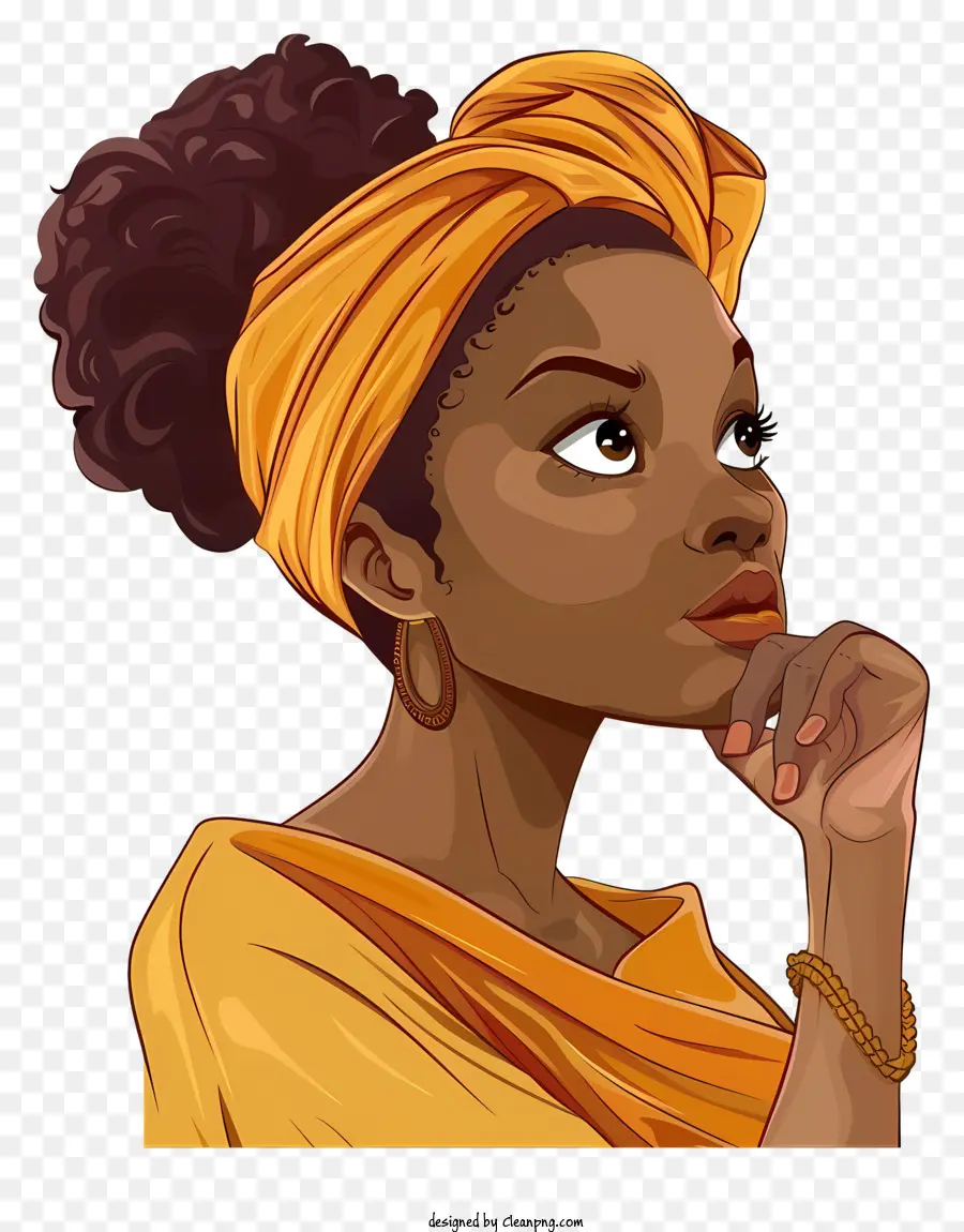 Mujer Pensando Dibujos Animados，Negro Mujer PNG