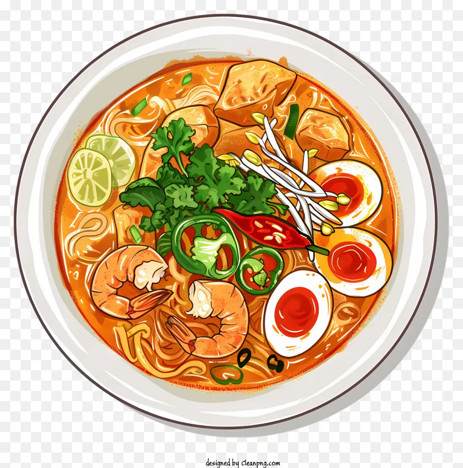 Penang Assam Laksa，Sopa De Fideos Picantes PNG