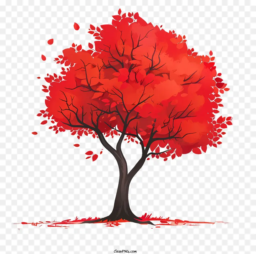 árbol De Otoño，árbol Rojo PNG