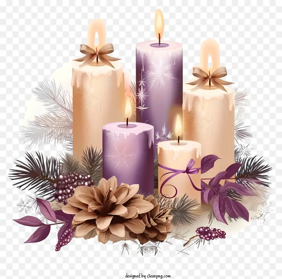 Velas De Navidad，Velas Púrpuras PNG