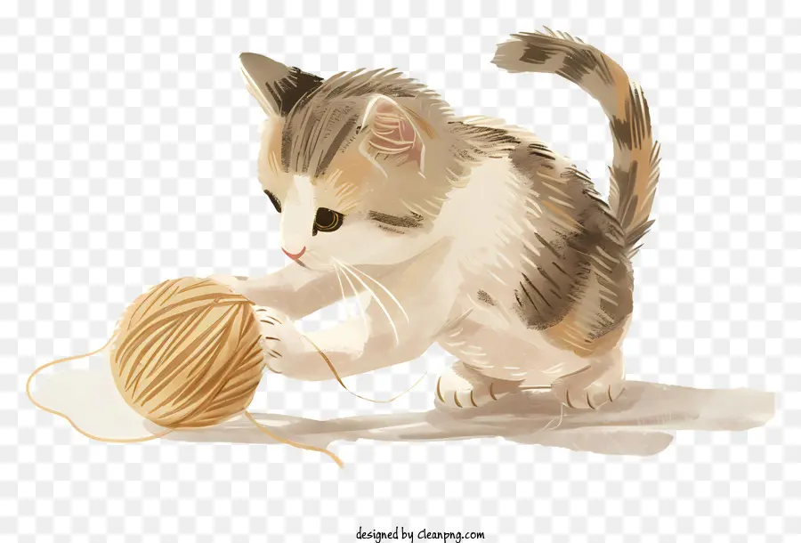 Gato Jugando Bola De Hilo，Gatito PNG