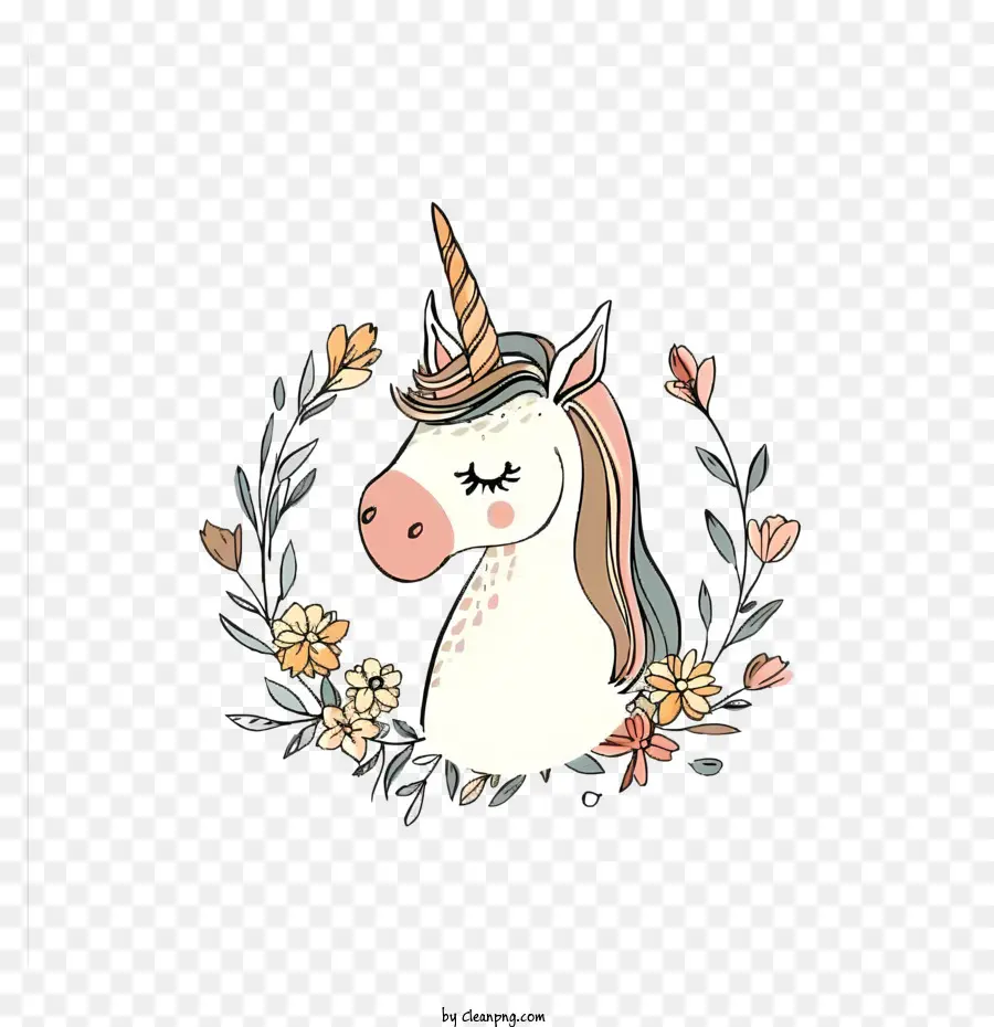 Unicornio，Flores PNG