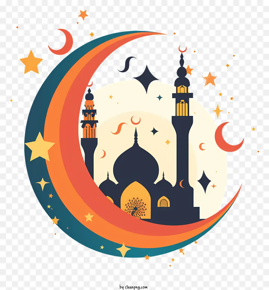 Ramadán，Mezquita Y Luna Creciente PNG