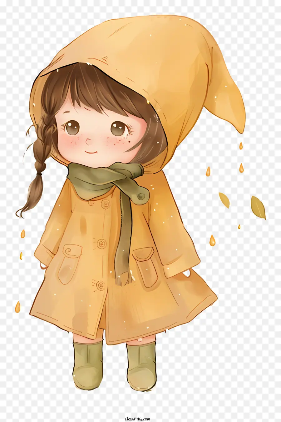 Niña En Impermeable，Personaje De Dibujos Animados PNG