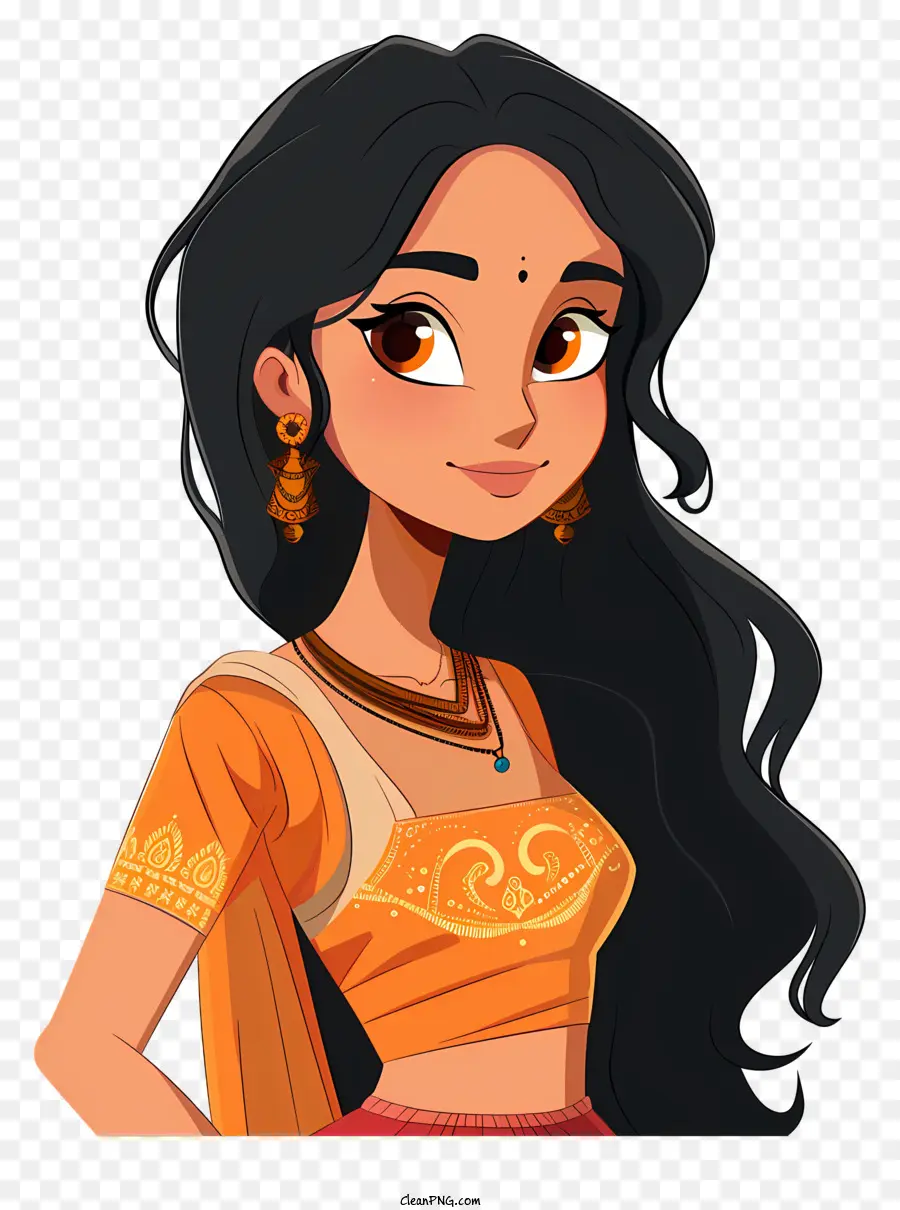 Dibujos Animados De Niña India，Chica Animada PNG