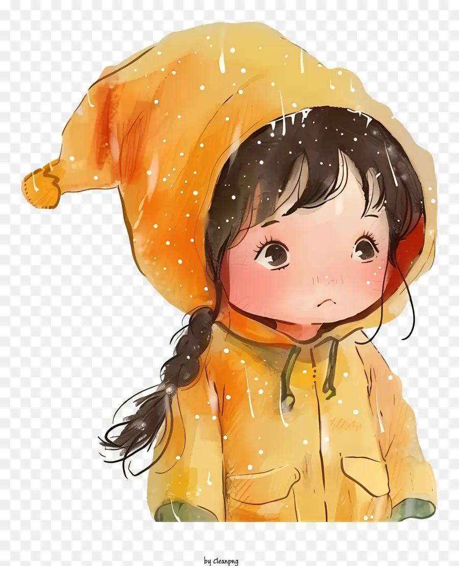 Niña En Impermeable，Pintura A La Acuarela PNG