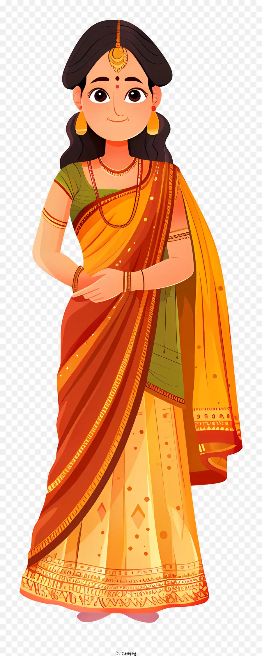 Dibujos Animados De Mujer India，Ropa Tradicional India PNG