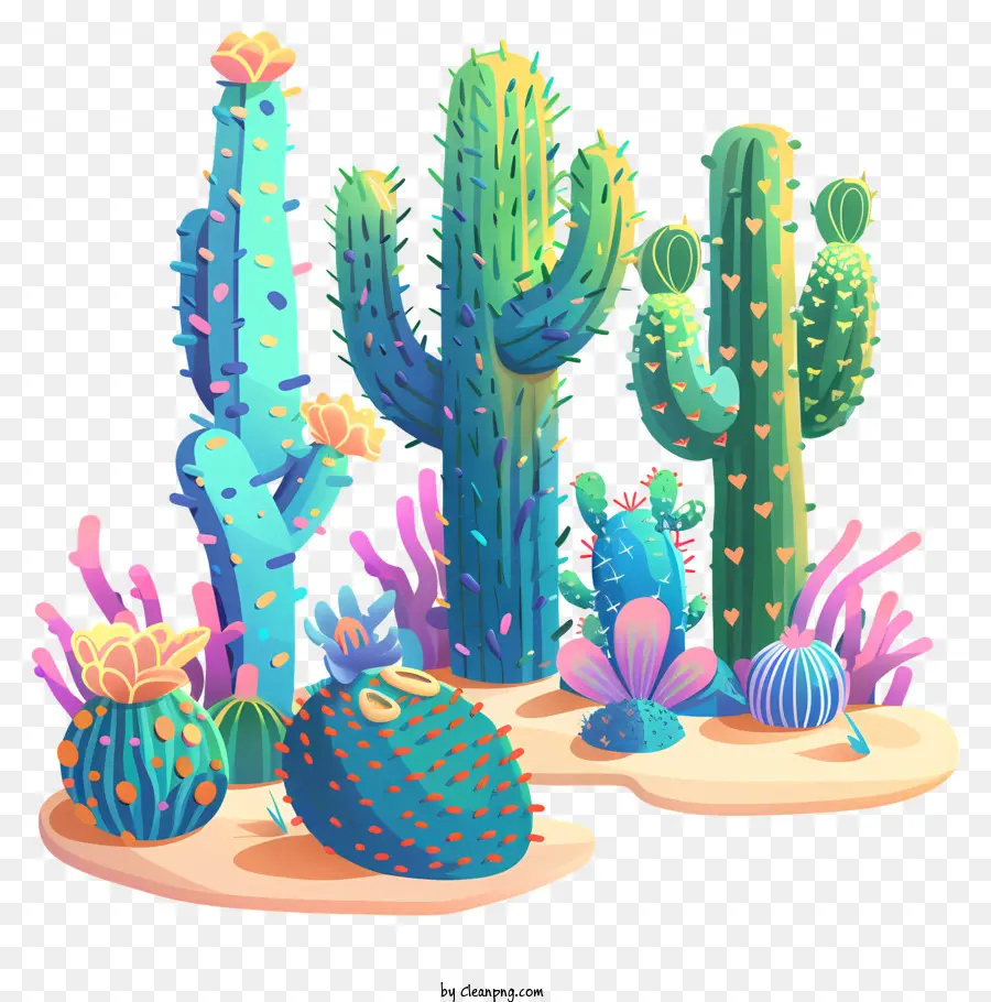 Cactus Mexicanos，Cactus Coloridos PNG