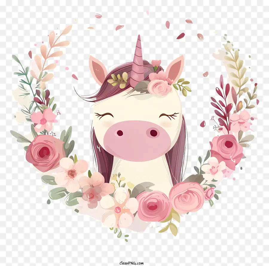 Unicornio，Flower Crown PNG
