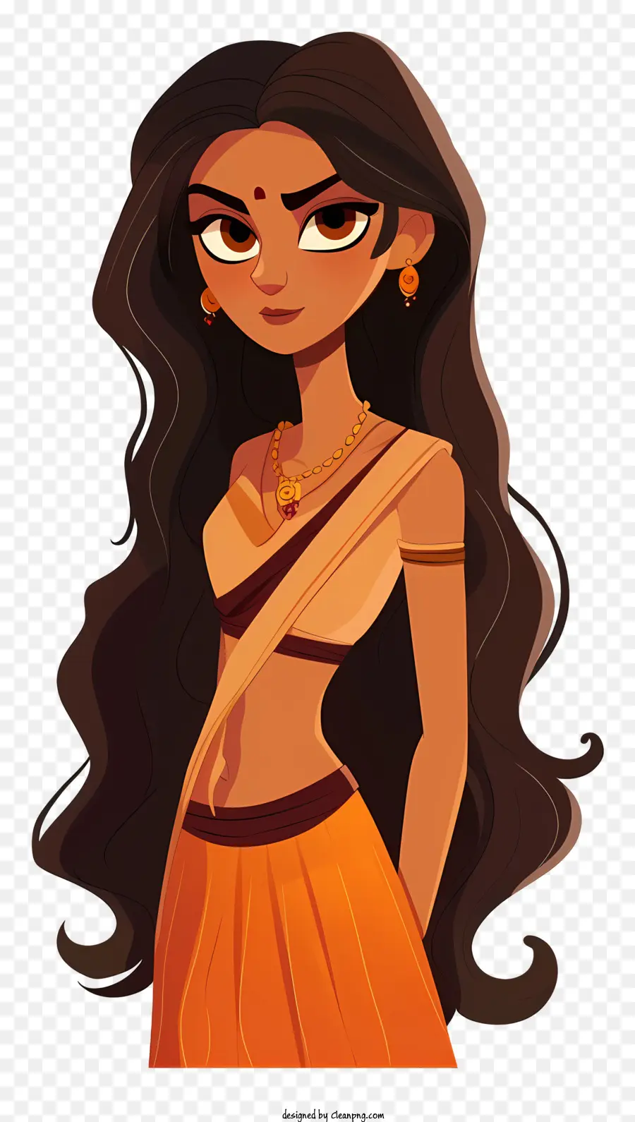 Dibujos Animados De Niña India，Mujer Animada PNG