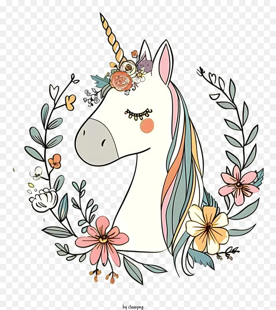 Unicornio，Flores PNG