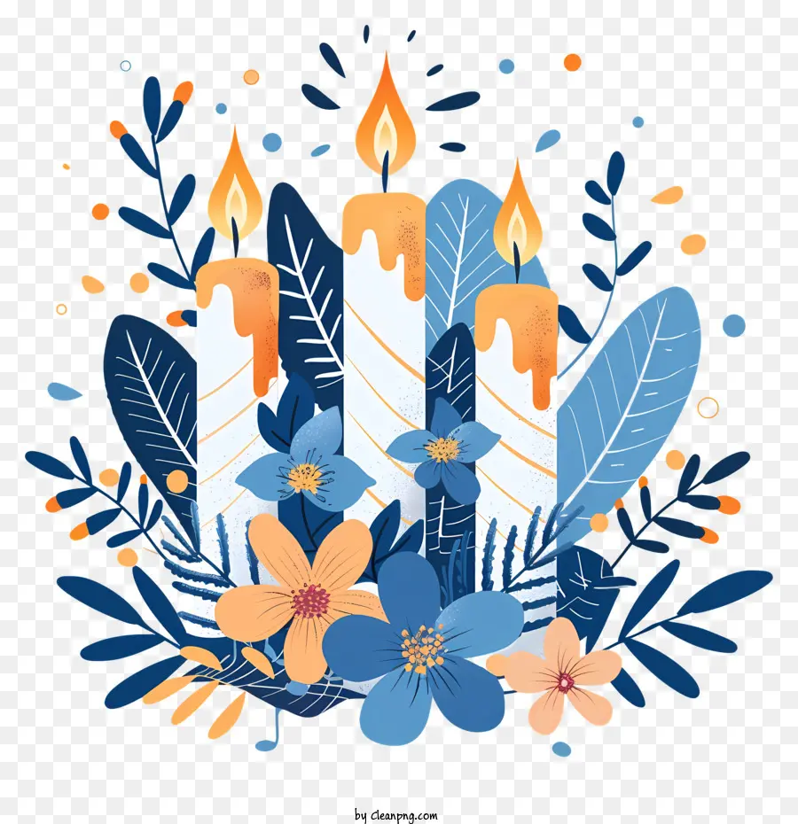 Velas De Navidad，Velas Y Flores PNG