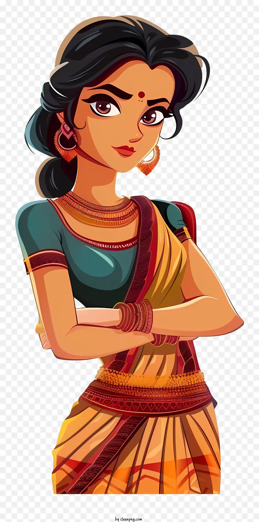 Dibujos Animados De Mujer India，Sari PNG