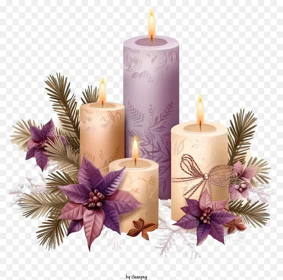 Velas De Navidad，Las Velas Encendidas PNG