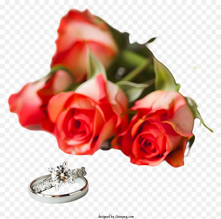 Día De La Propuesta，Rosas Y Anillos PNG