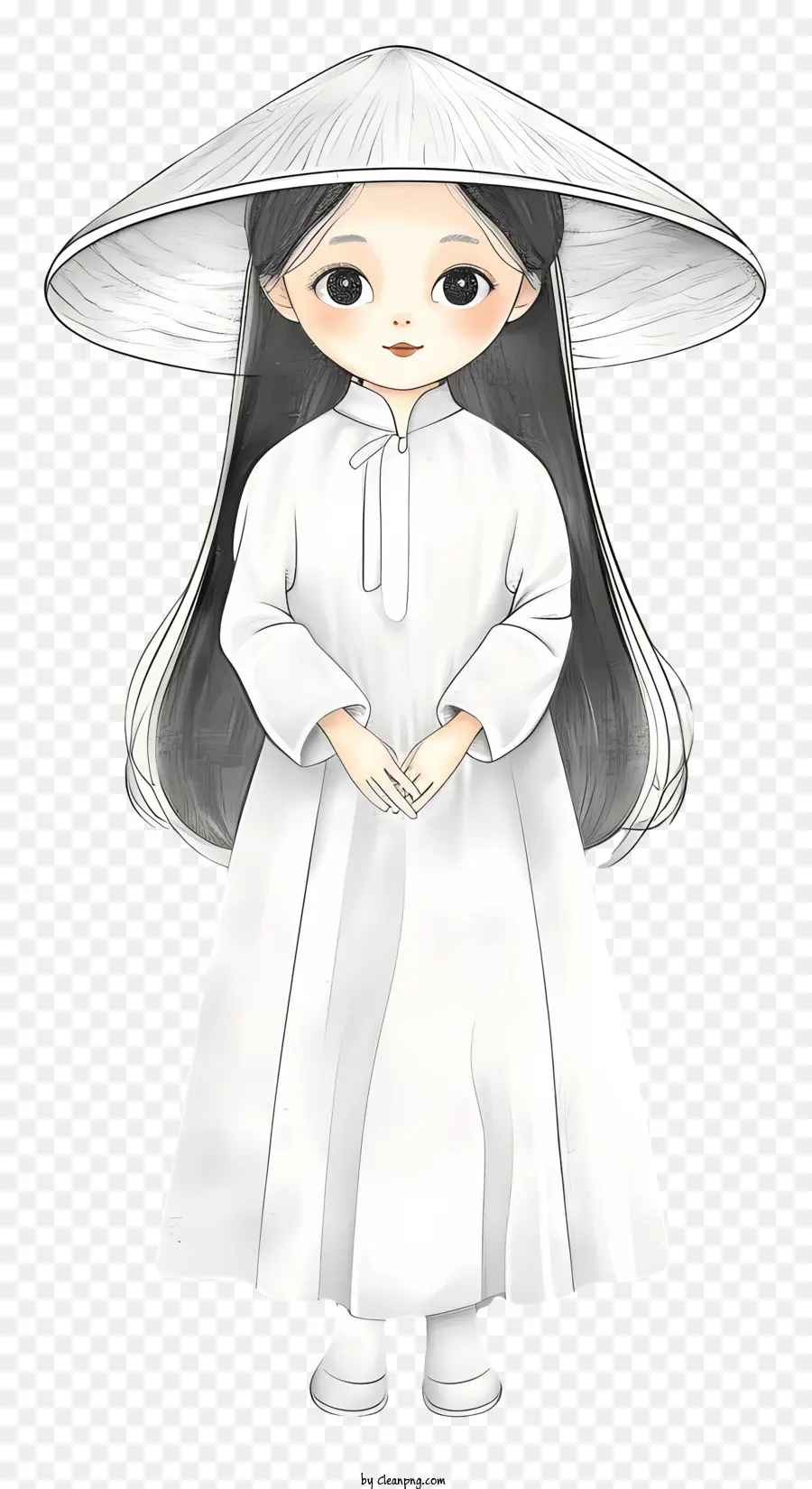 Ao Dai，Chica Con Vestido Blanco PNG