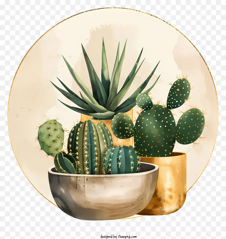 Cactus Mexicanos，Pintura A La Acuarela PNG