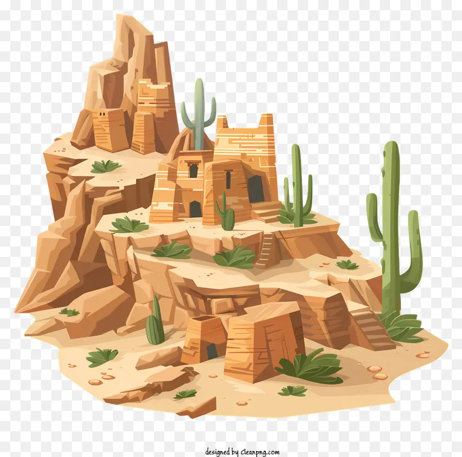 Cactus Mexicanos，Formación De Roca Arenisca PNG