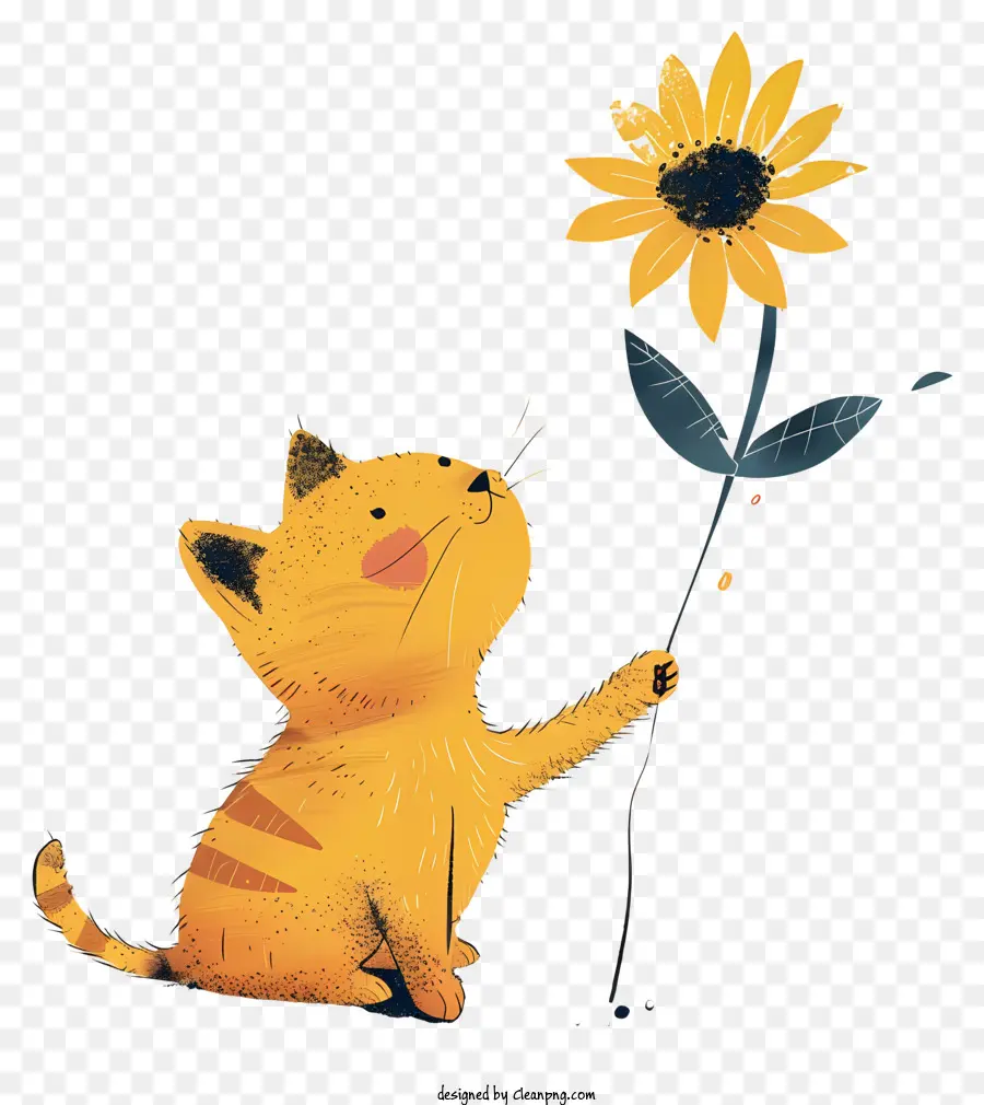 Gato Jugando Flores，Gato Con Flor PNG