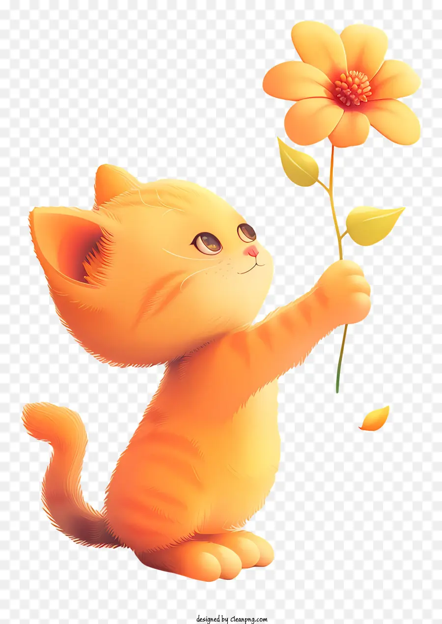 Gato Jugando Flores，Gatito PNG