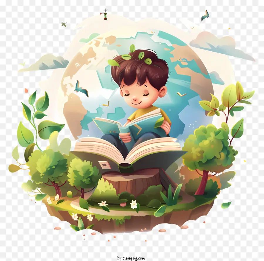 Día Mundial De La Narración，Niño Leyendo Libro PNG