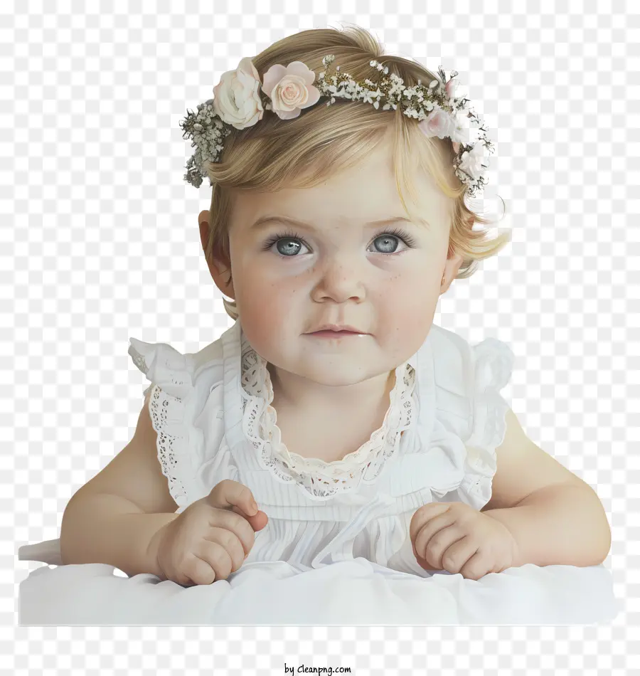 Bebé Niña，Vestido Blanco PNG