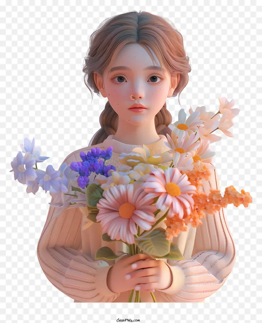 La Chica Con Flores，Chica PNG