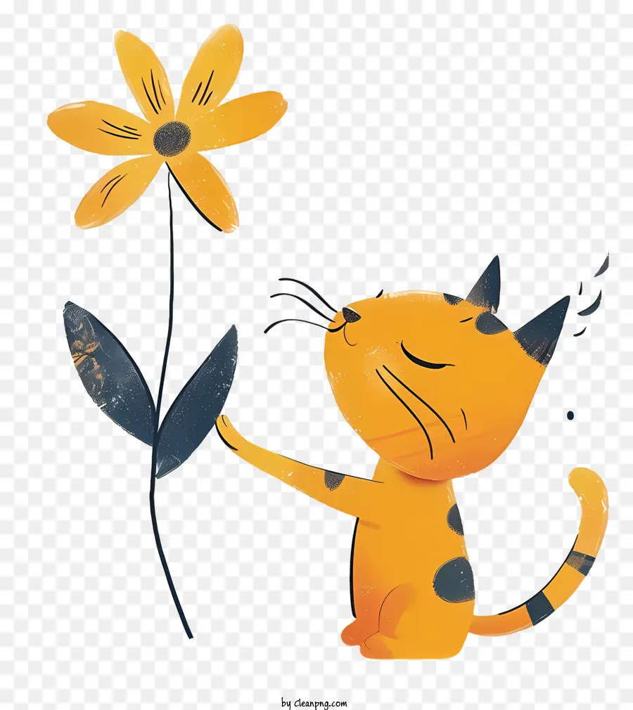 Gato Jugando Flores，Gato De Dibujos Animados PNG